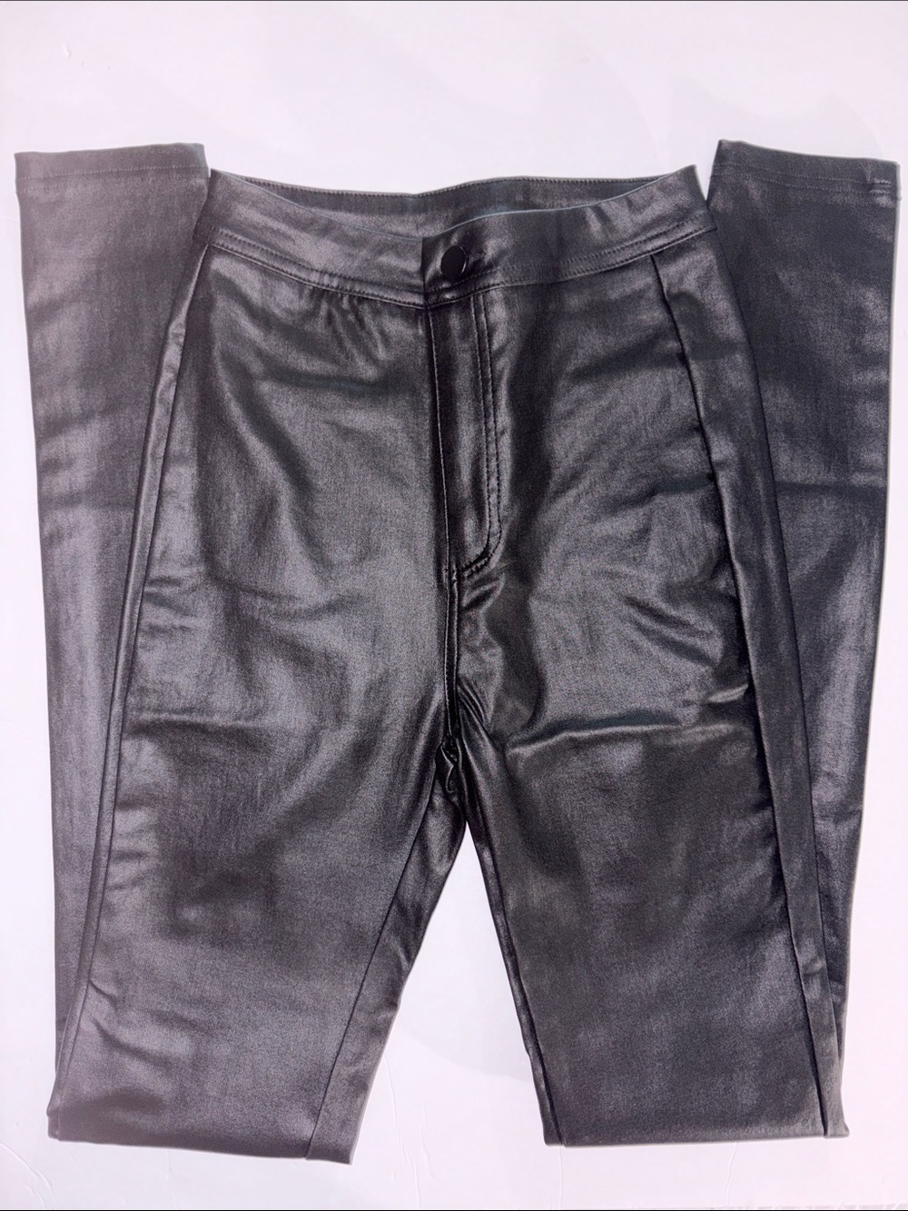 SHEIN Black Faux Leather Straight Leg Pants